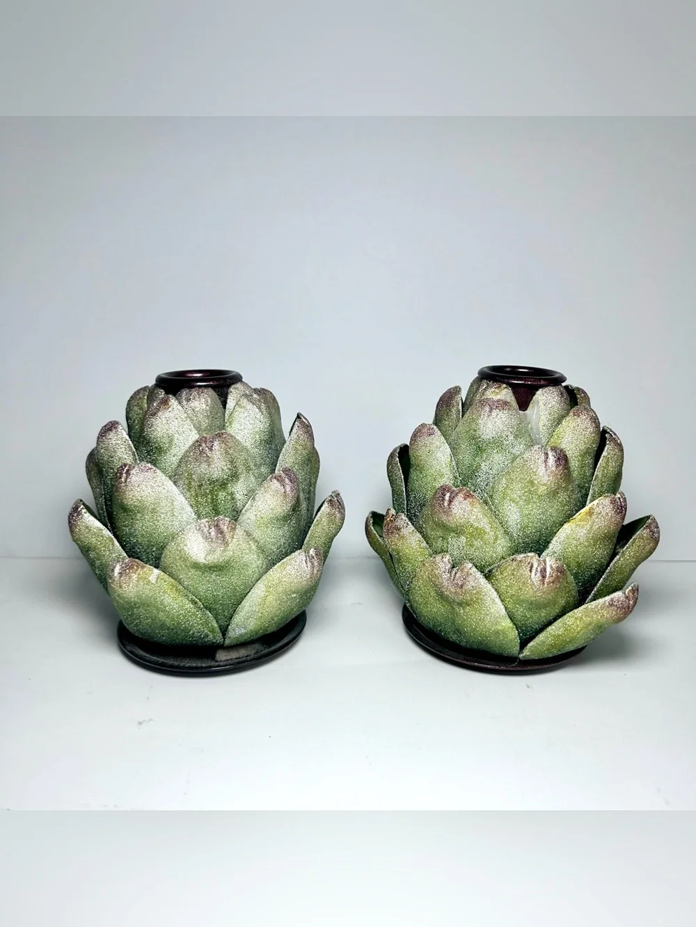 Artichoke Taper Candle Holders Set of Two